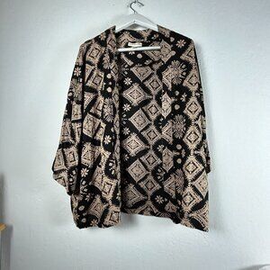 Anthropologie Andersen & Lauth Women's OS Black Cream Floral Boho Retro Kimono